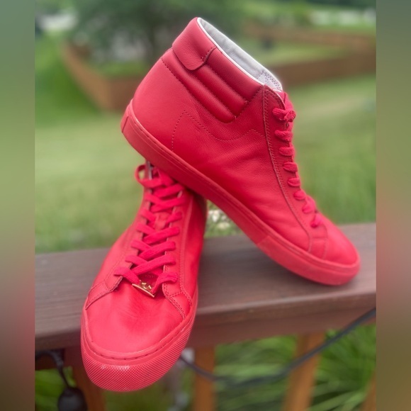 True Religion High Top Leather Sneakers True Red Mens Size 12 - Picture 1 of 6
